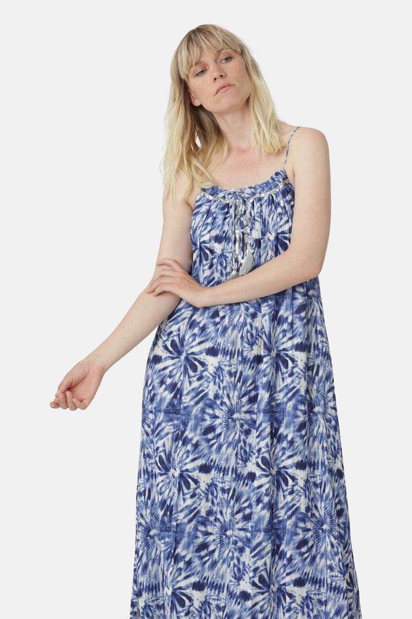 Ilse Jacobsen Long Women's Dress Indigo | UOTKIP-369